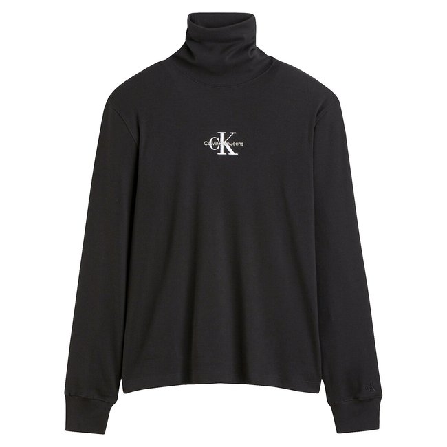 T-shirt col roulé manches longues noir <span itemprop=