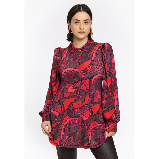 Chemise imprimée rouge <span itemprop=