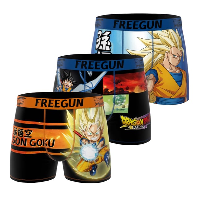 Lot De 3 Boxers Dragon Ball Daima orange/bleu/noir/vert/jaune <span itemprop=