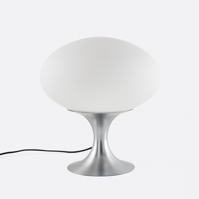 Lampe à poser opaline et métal fer chrome, Merisa Couleur chrome <span itemprop=