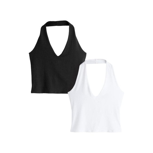Haut dos nu, lot de 2 noir/blanc <span itemprop=