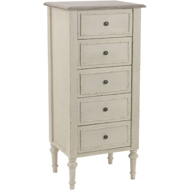Chiffonnier 5 tiroirs en bois MDF Couleur beige <span itemprop=
