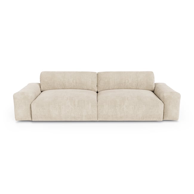 Canapé 3 places en velours BLISS Couleur crème <span itemprop=