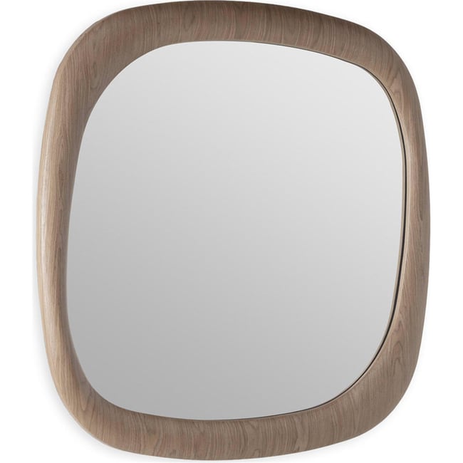 Miroir carré arrondi en bois Couleur brun <span itemprop=