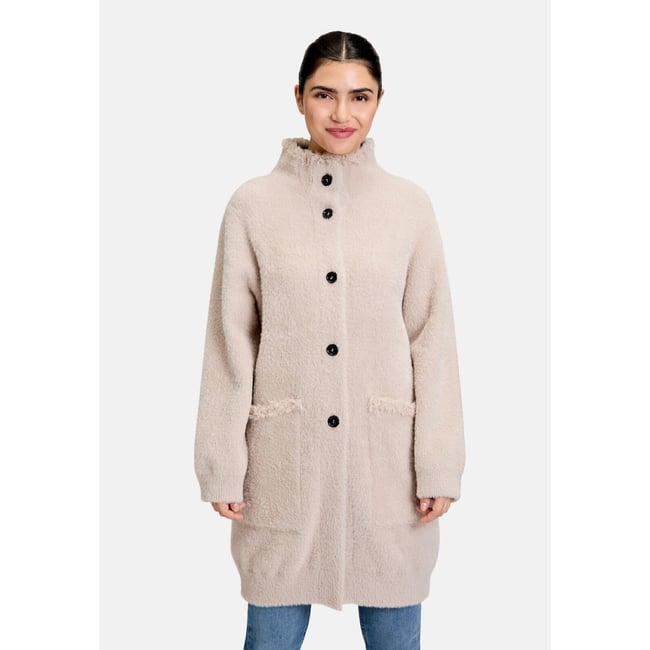 Cardigan en maille d'hiver à poche-poitrine plaquée light sand <span itemprop=