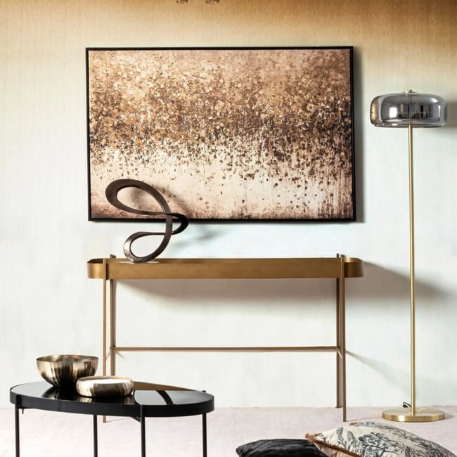 Console en verre et métal - ORIENT Couleur or <span itemprop=