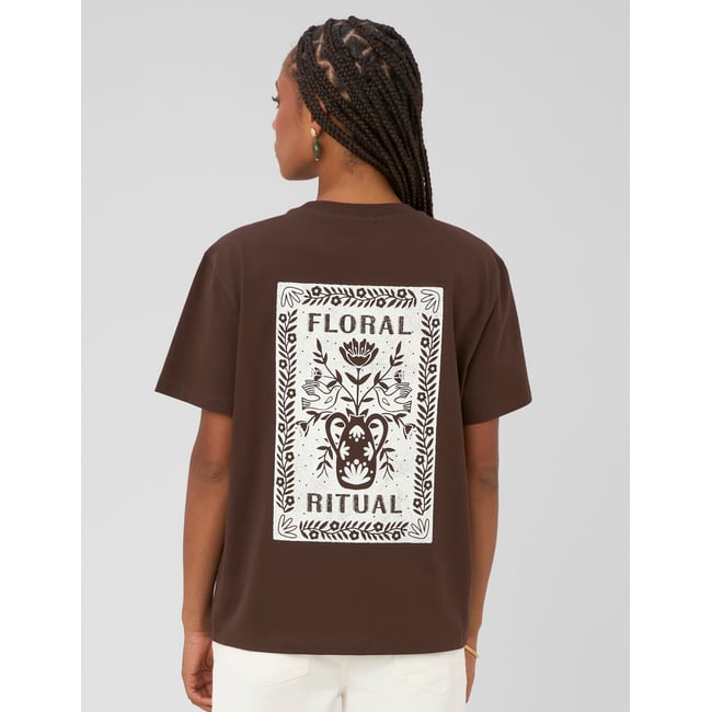 T-shirt imprimé devant/dos marron foncée <span itemprop=