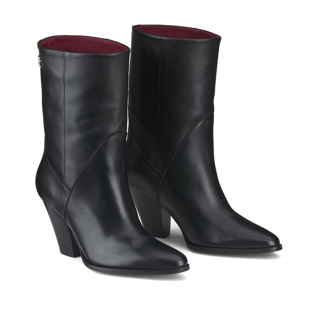 Leather Cowboy Calf Boots, black, TOMMY HILFIGER