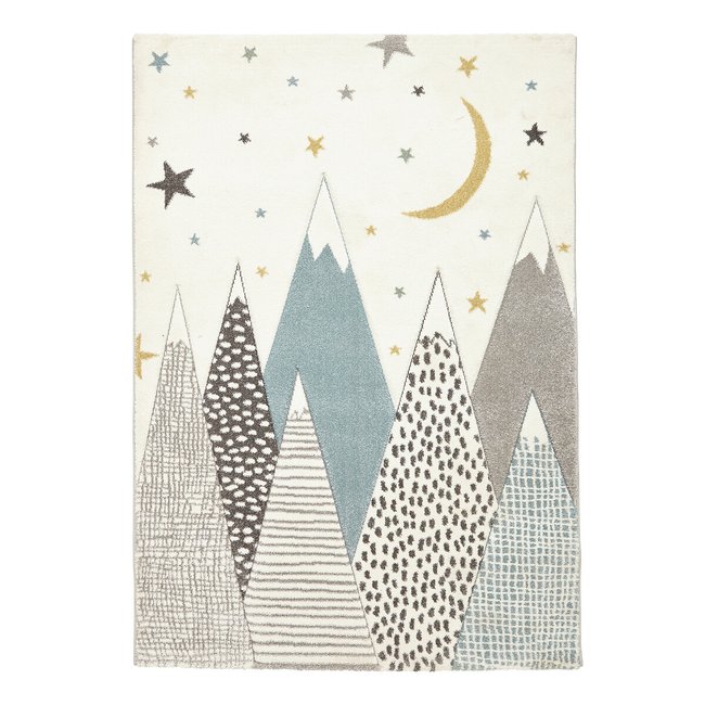 Kids Starry Night Scene Patterned Rug, blue, SO'HOME