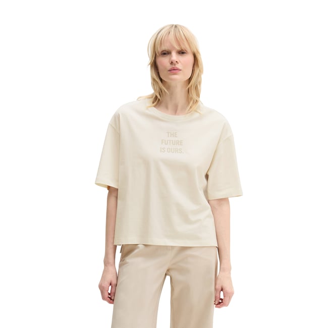 Woman's Day T-shirt régulier en pur coton bio blanc naturel <span itemprop=