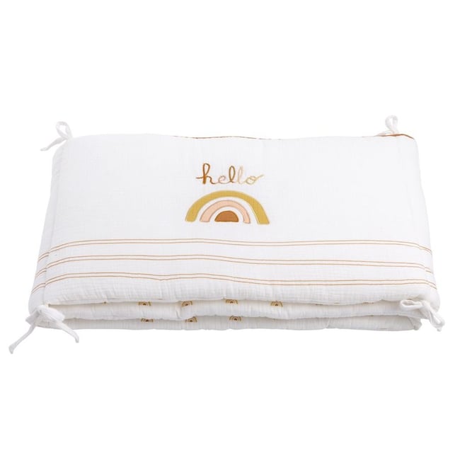 Tour de Lit en coton blanc <span itemprop=