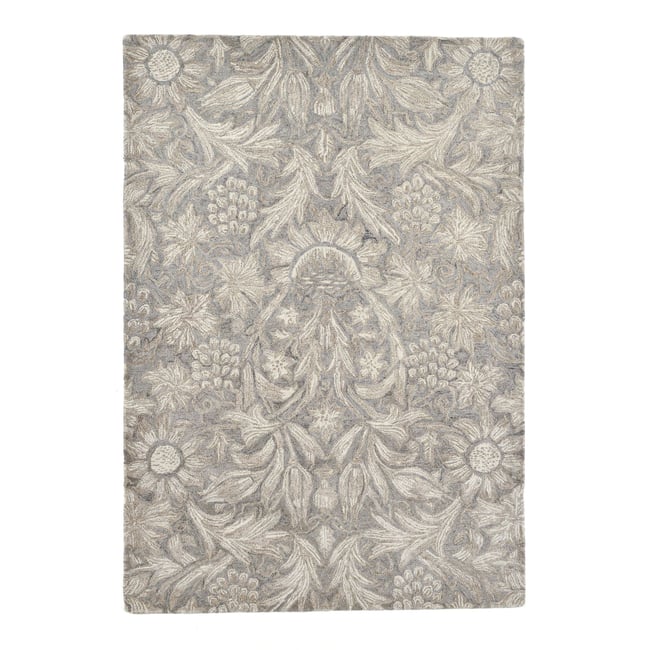 Tapis tufté main en laine vierge et viscose Couleur beige <span itemprop=