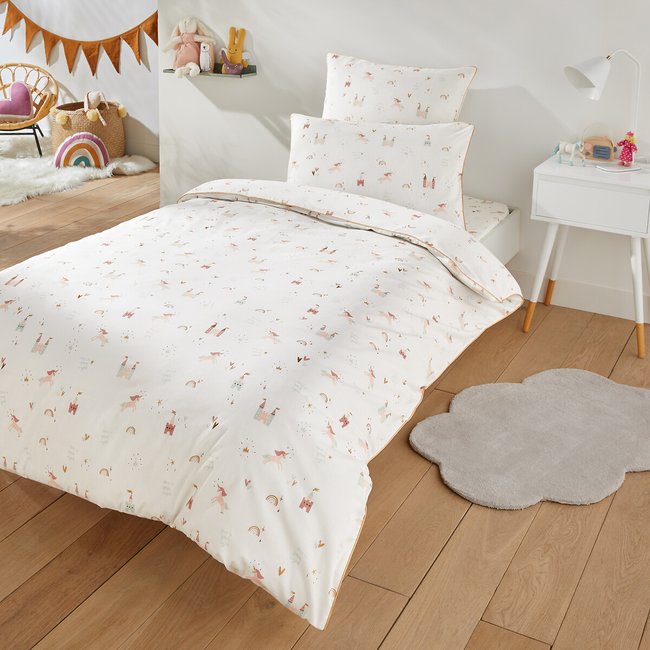Housse de couette coton, Château Licorne imprimé <span itemprop=