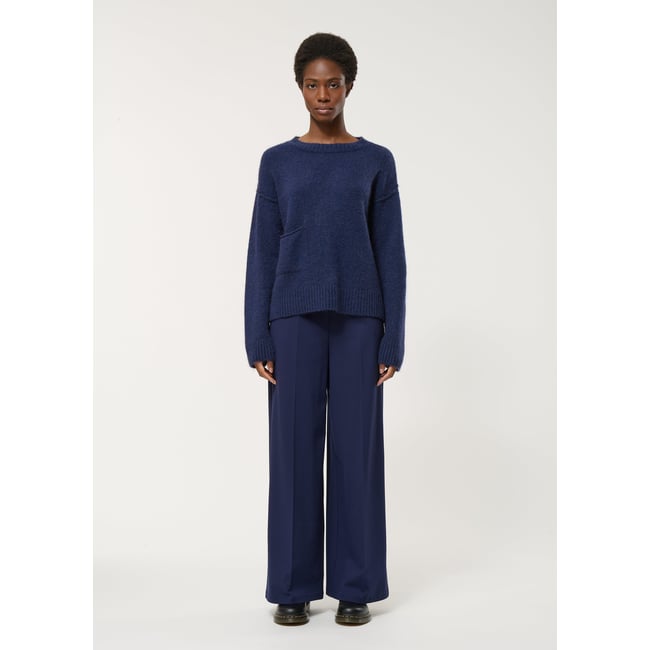 Pantalon large en jersey milano marine <span itemprop=
