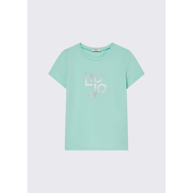 T-shirt avec logo et strass vert menthe <span itemprop=