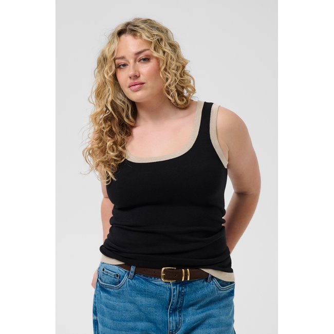 Pullover tricoté coupe serré noir black deep <span itemprop=