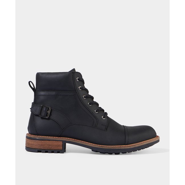 Bottines Armée Cuir Boucle et Glissière Semelle Crampons noir <span itemprop=