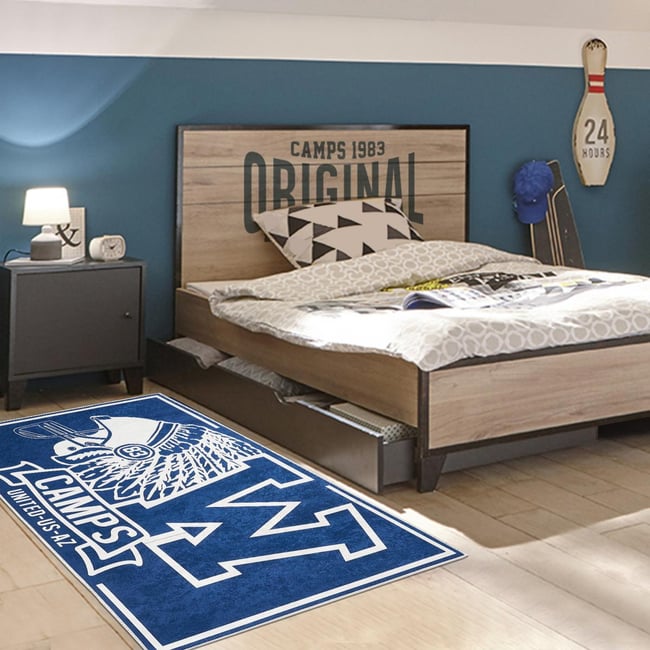 Tapis enfant tissé INDIAN Couleur bleu <span itemprop=