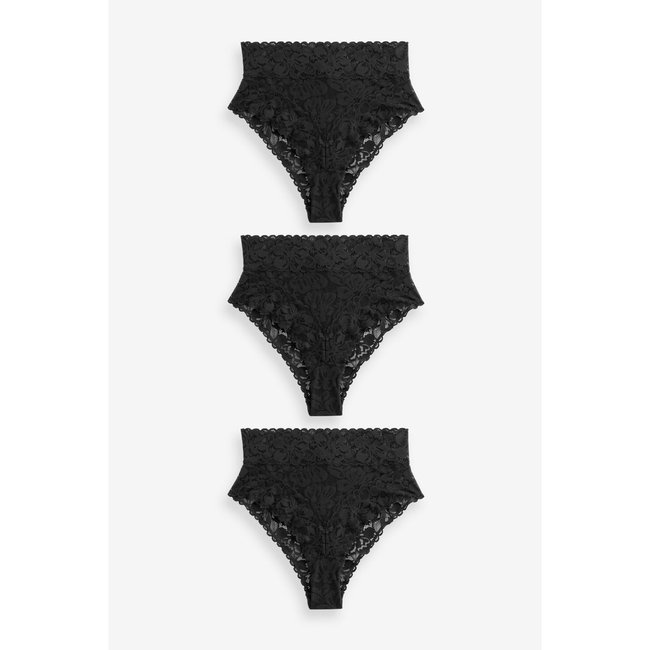 Culottes florale taille haute, lot de 3 noir <span itemprop=