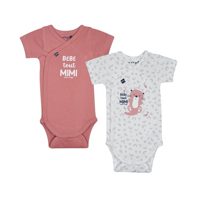 Lot de 2 bodies oceane ouverture devant rose <span itemprop=