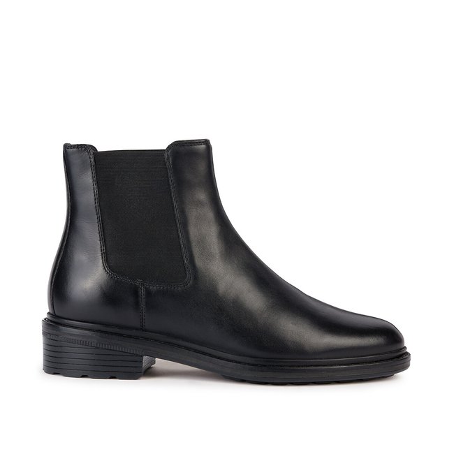 Bottines cuir respirantes Walk Pleasure noir <span itemprop=