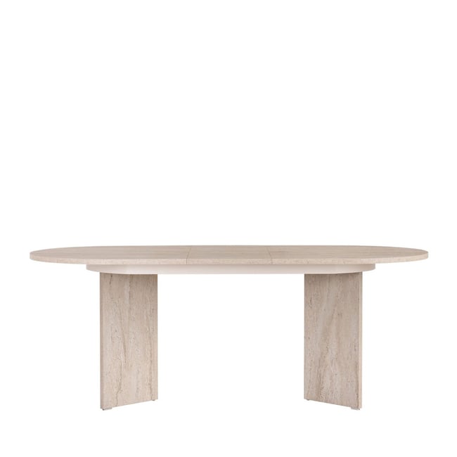 Table à manger extensible 6 à 8 personnes effet travertin 160-200x75cm- SAM Couleur beige <span itemprop=