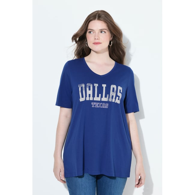 T-shirt évasé avec message imprimé - ULLA POPKEN