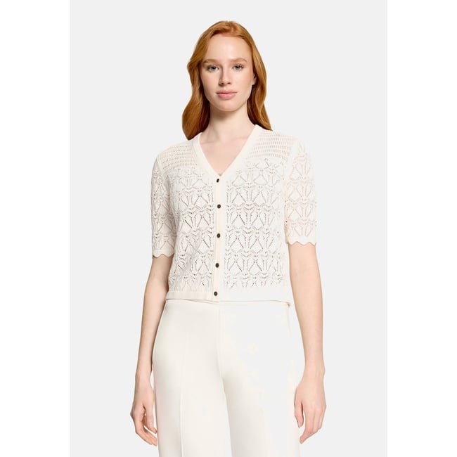 Cardigan en maille d'été à encolure en v bright gardenia <span itemprop=