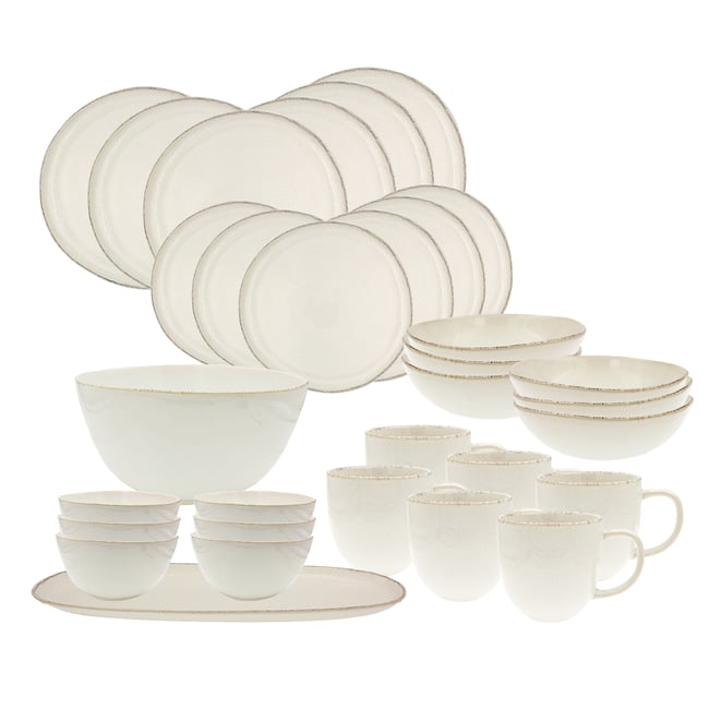 Service de table 32 pièces, COTON Couleur blanc <span itemprop=