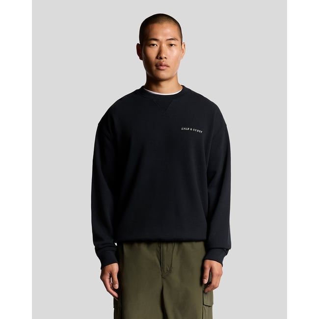 Sweat-shirt script en polaire grattée bleu foncé marine <span itemprop=