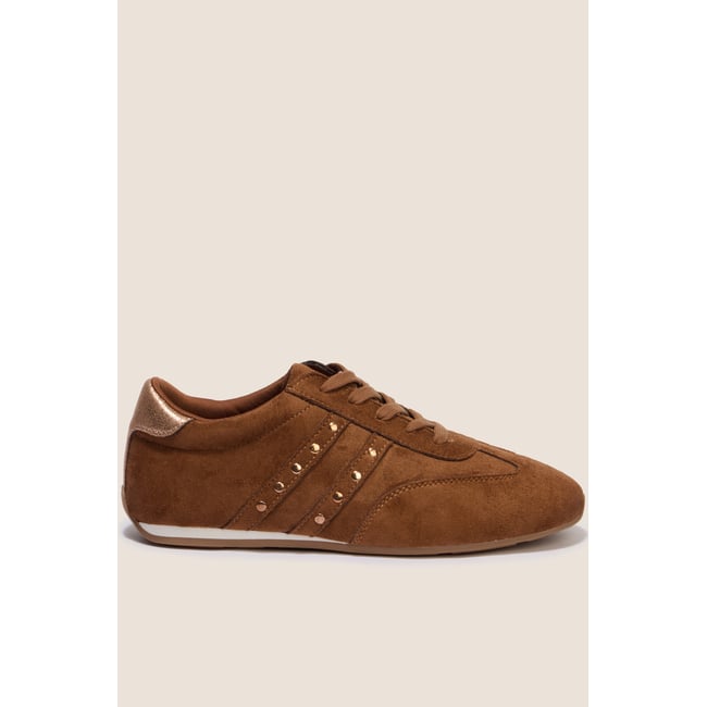 Basket semelle fine aspect daim marron <span itemprop=