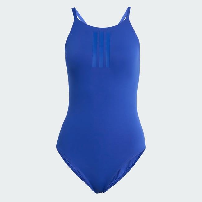 Maillot De Bain Toucher Peau De Pêche Bretelles 2 Sens Col Montant 3 Bandes semi lucid blue <span itemprop=