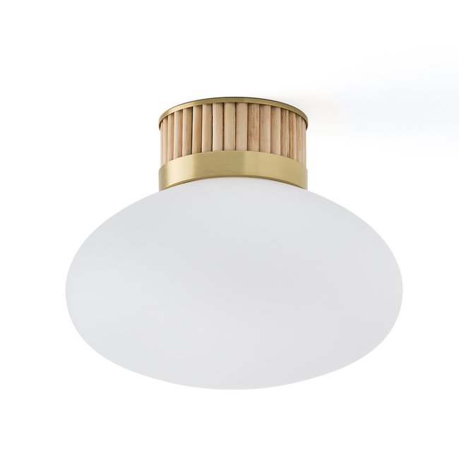 Signatures Dolce Brass, Bamboo and Opaline Glass Ceiling Lamp, white, LA REDOUTE INTERIEURS