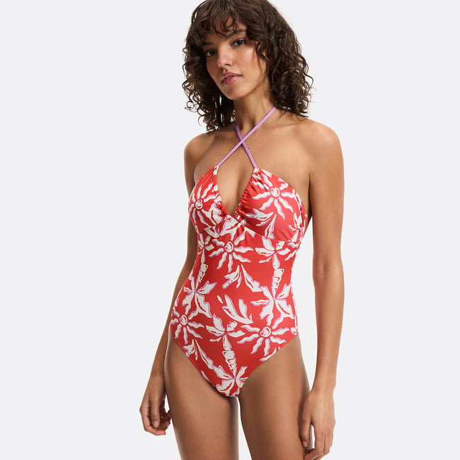 Palm Tree Print Swimsuit orange print LA REDOUTE COLLECTIONS