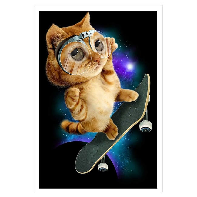Affiche enfant skate chat - HEXOA
