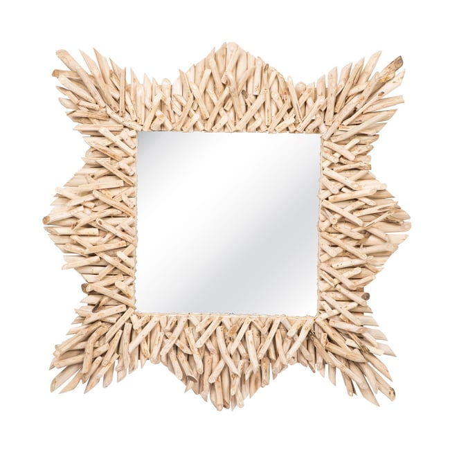 Miroir en branches de teck Couleur naturel <span itemprop=