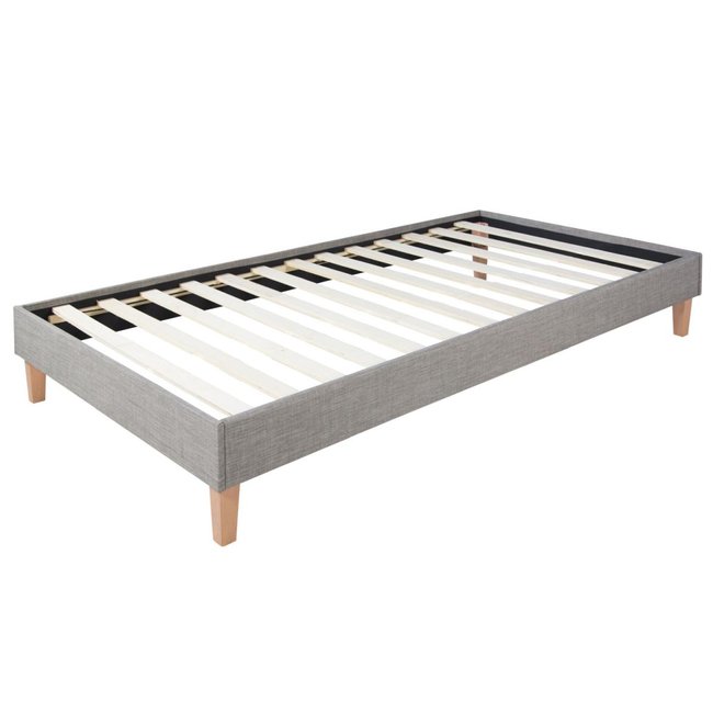 Cadre de Lit Simple 90 x 200 Gris Sommier à Lattes Couleur gris <span itemprop=