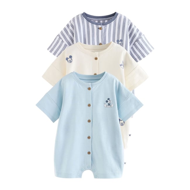 Barboteuse bébé en jersey mickey, lot de 3 bleu <span itemprop=