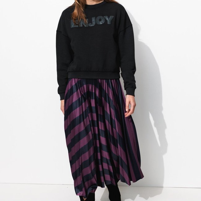 LUNA jupe plissée rayé marine <span itemprop=