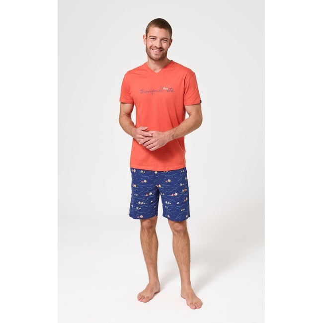 Pyjashort en coton imprimé Tranquill'été marine <span itemprop=