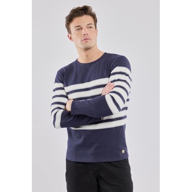 Marinière manches longues - fil Open-End navire/milk <span itemprop=