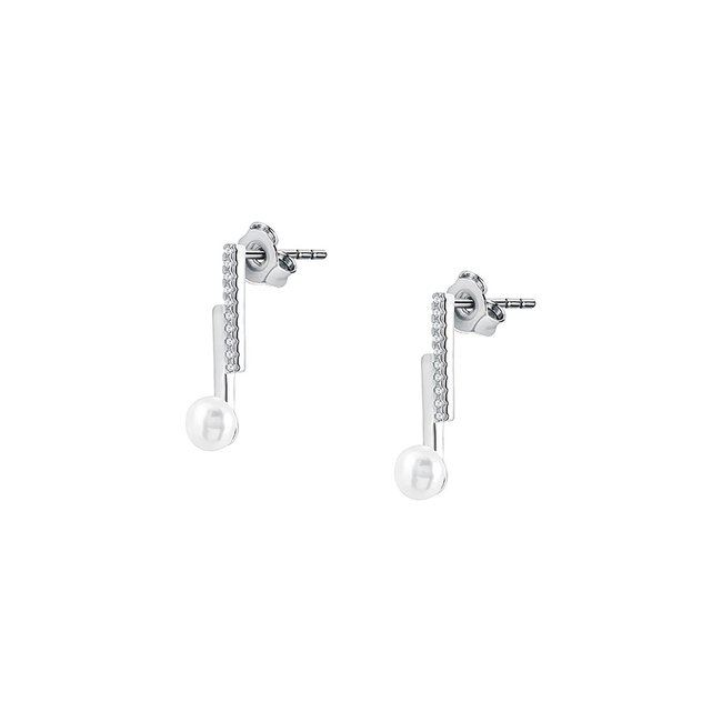 Boucles d'oreilles en argent 925 et perle de culture argent et blanc <span itemprop=