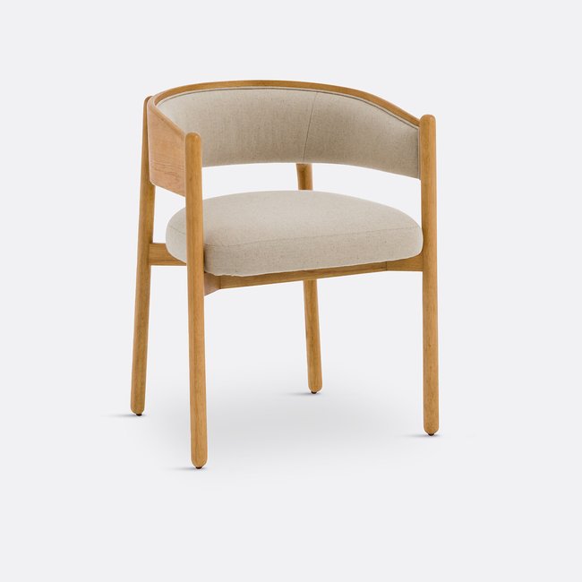 Silla de mesa de hevea y algodón/lino, Natesse lino natural <span itemprop=