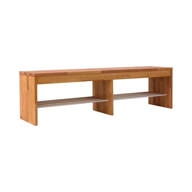 Banc à chaussures bois massif 3 places - CYRIEL Couleur hêtre massif <span itemprop=