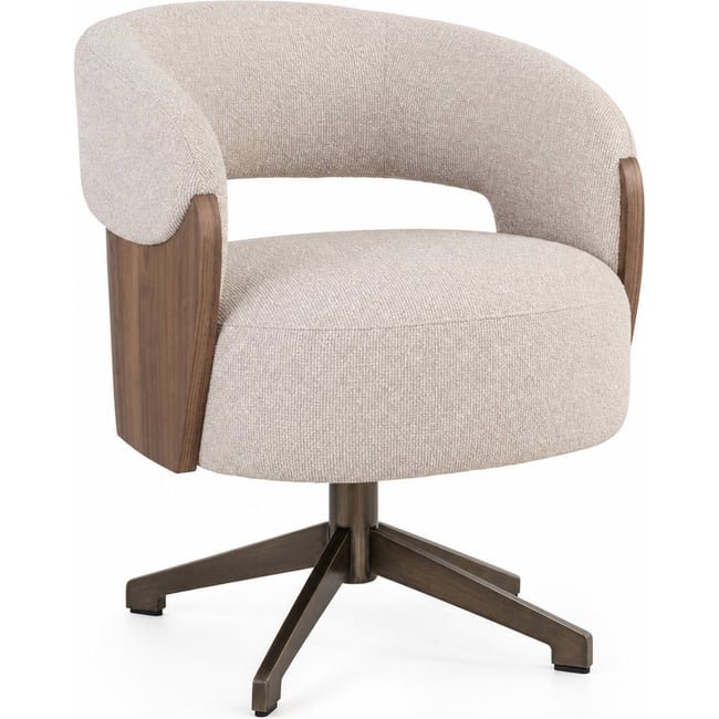 Chaise de salle à manger style lodge Couleur beige désert et noyer <span itemprop=