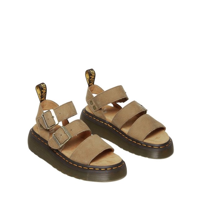 Sandales plateforme Gryphon Quad cuir suède beige <span itemprop=