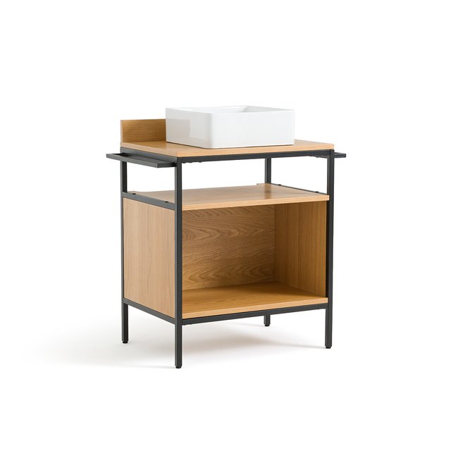 Meuble sous vasque 1 niche, Volga Couleur naturel/noir <span itemprop=