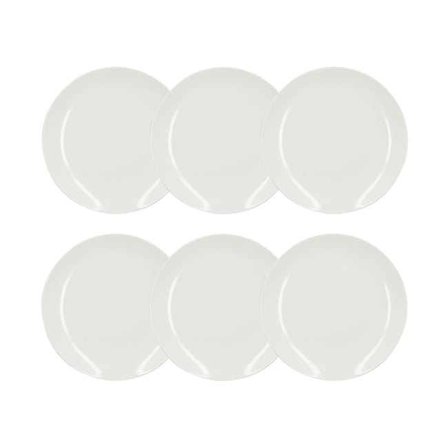 Lot de 6 assiettes plates en porcelaine 27cm, METROPOLITAN Couleur blanc <span itemprop=