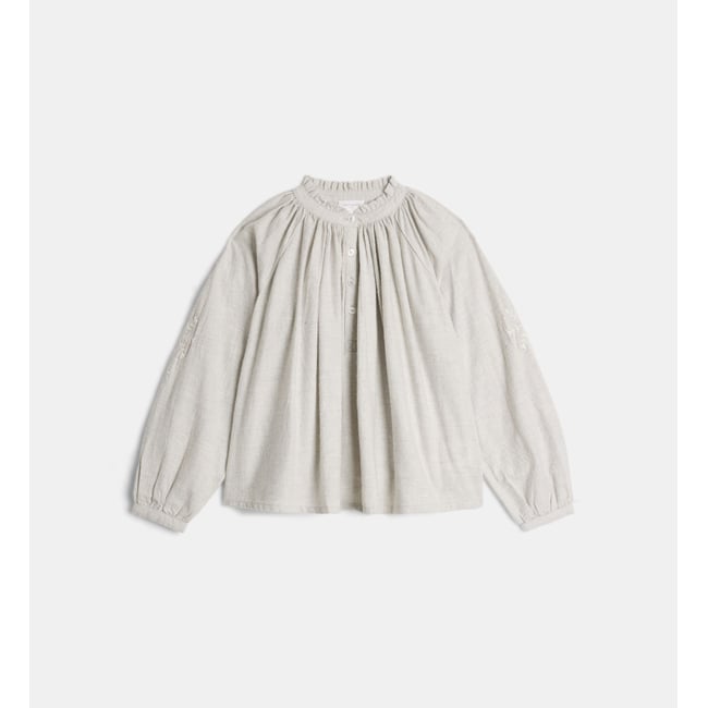 Top voichy à manches longues gris clair <span itemprop=