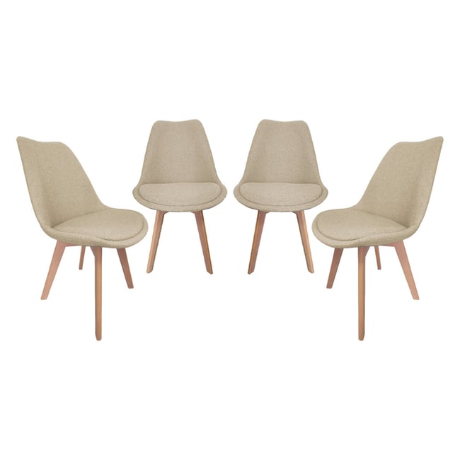 Chaise scandinave bois de hêtre et tissu (lot de 4) NILS Couleur taupe <span itemprop=